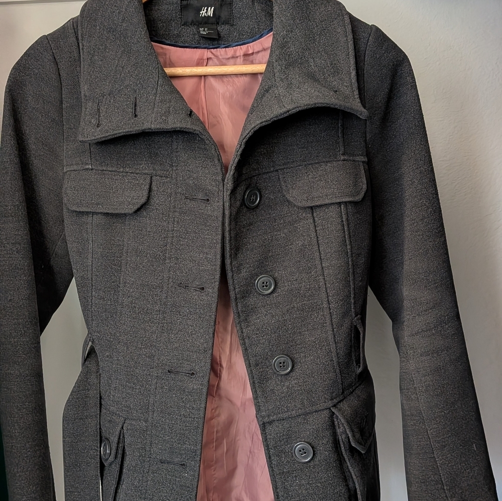 H&M Charcoal Jacket Peacoat